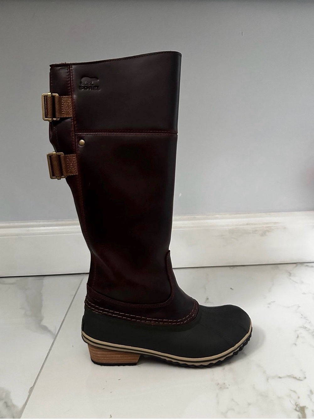 SOREL SLIMPACK TALL Women 6.5 Equestrian Riding Waterproof Nutmeg Brown Leather - Picture 5 of 9